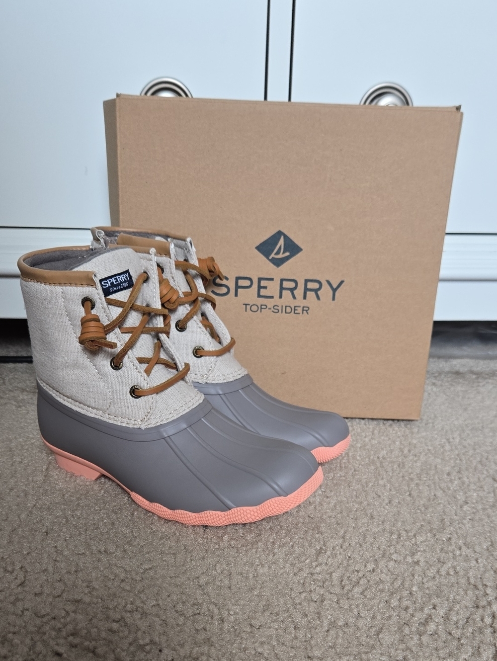 Sperry Canvas & Rubber Saltwater Boots LN Rose Size 2M